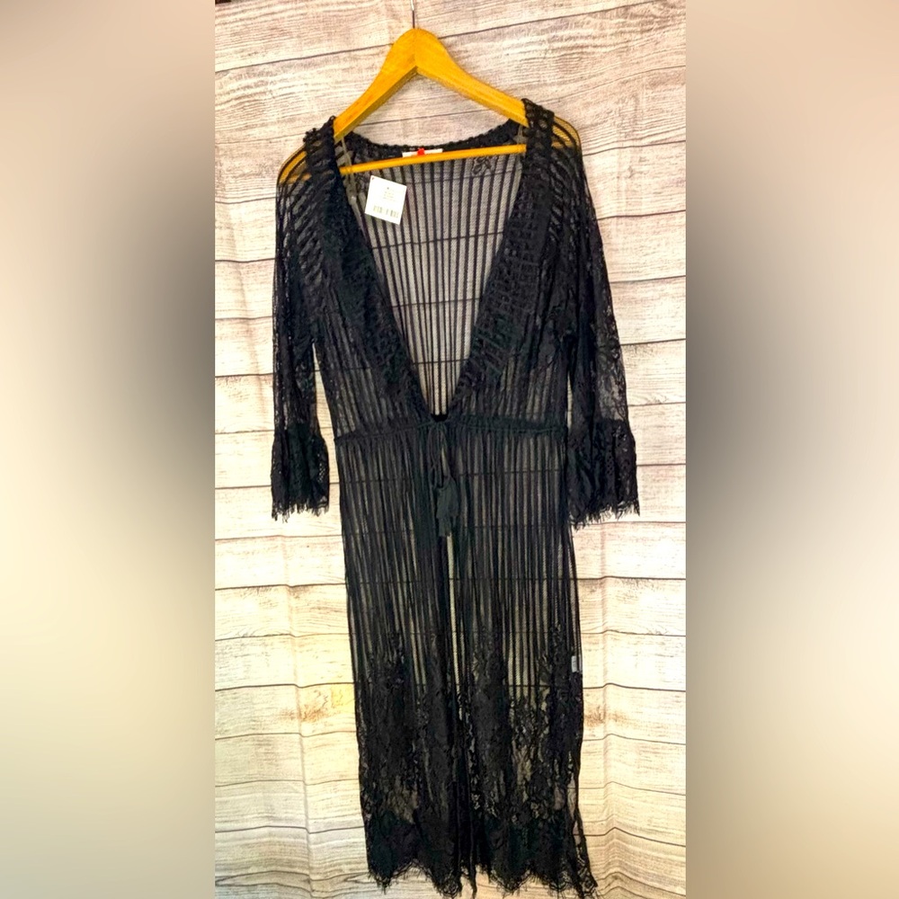 Elegant Black Lace Swim Coverup